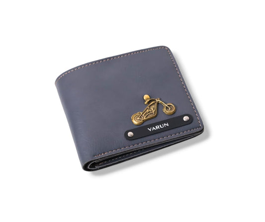 The Bae Gift Men's Personalized Wallet I Customized Slim Stylish Leather Purse With Name & Charm I Unique Birthday Anniversary Gift For Men Boy Love Husband Employees Clients (Grey)