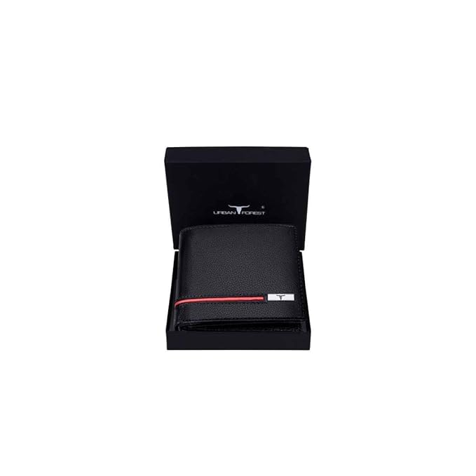 Wael Impex Stag Black/Red Leather Wallet for Men