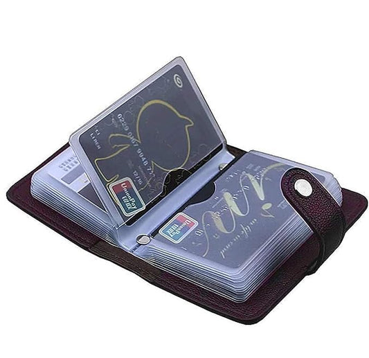 Wael Impex Brown 28 Slots Leather Debit/Credit/ATM Card Holder for Men & Women