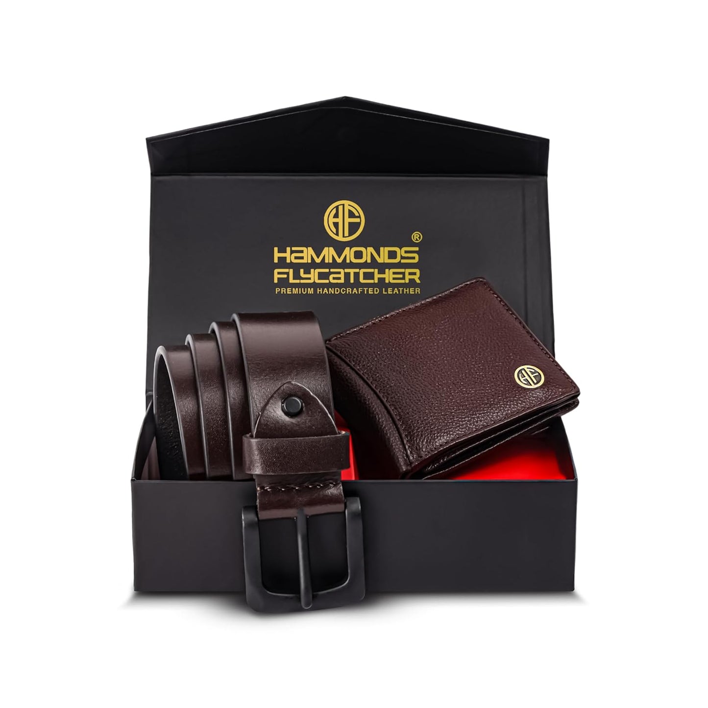 HAMMONDS FLYCATCHER Men's Genuine Leather Belt Wallet Combo - Valentine's Gift for Boyfriend and Husband - Birthday Gift for Boyfriend Unique - Leather Wallet & Belt Combo-Brown