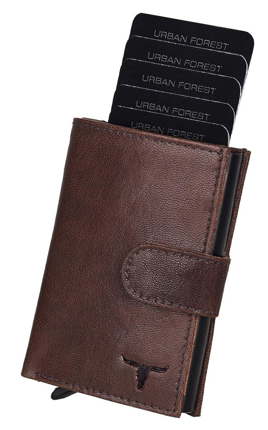 Wael Impex Leather Drake Brown Metal Card Holder Wallet For Men