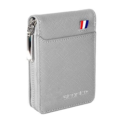 Wael Impex Leather 9 Slot Vertical Credit Debit Card Holder Money Wallet Zipper Coin Purse for Men Women (Grey - 11.5 x 2 x 8 Cm)