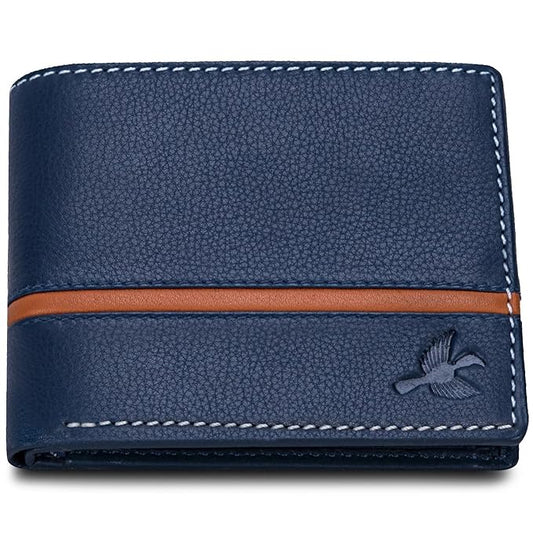 Wael Impex Denial Navy Leather Wallet for Men | Leather Mens Wallet with RFID Blocking | Wallets Men Genuine Leather
