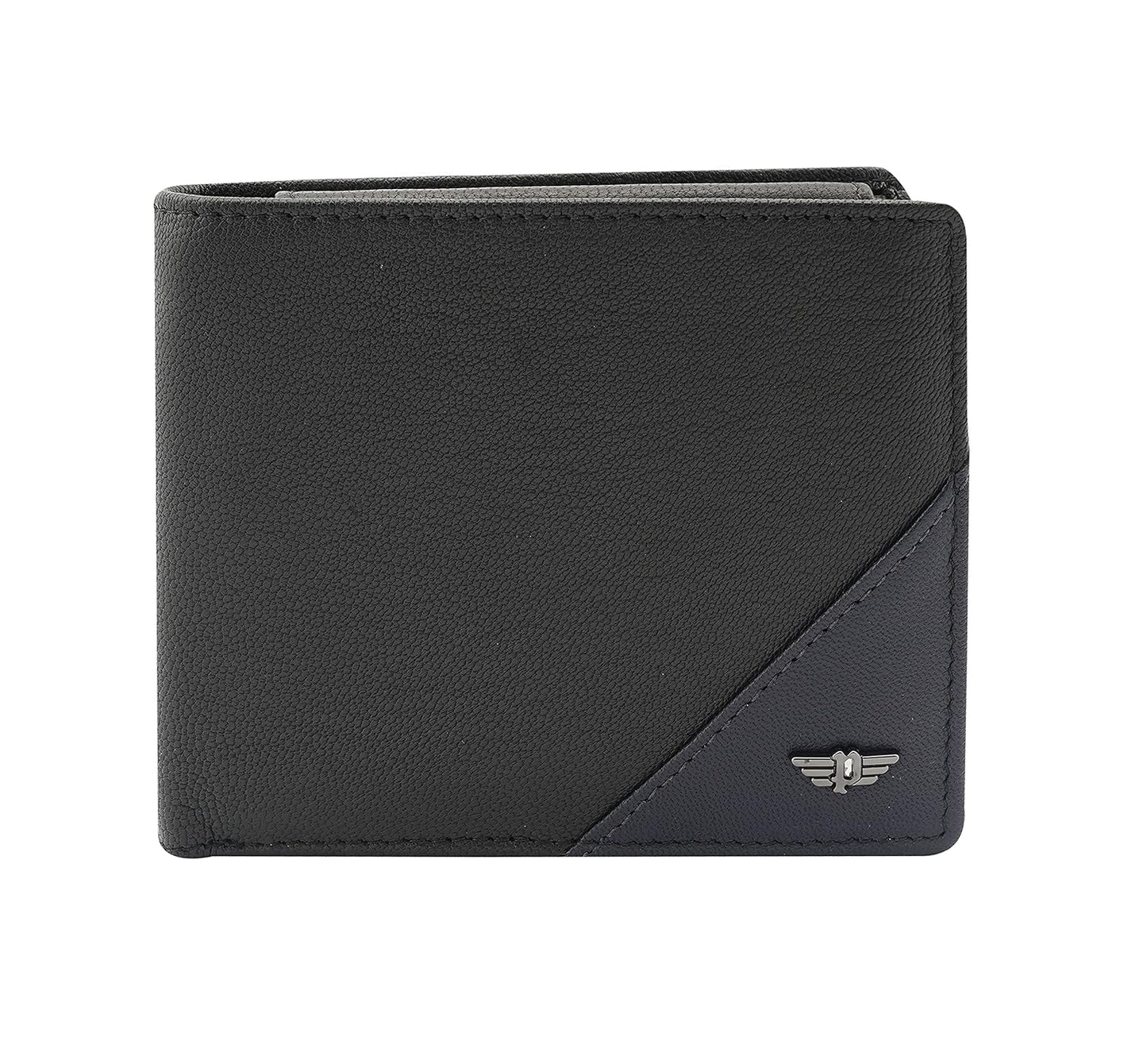 Police Groix men's Leather Over Flap Coin Wallet -Black