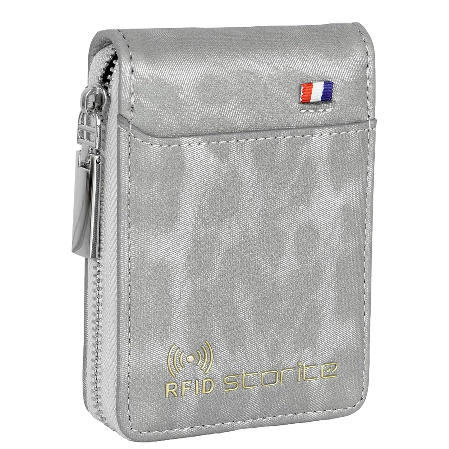 Storite RFID PU Leather 9 Slot Vertical Credit Debit Card Holder Money Wallet Zipper Coin Purse for Men Women (Grey - 11.5 x 2 x 8 Cm)